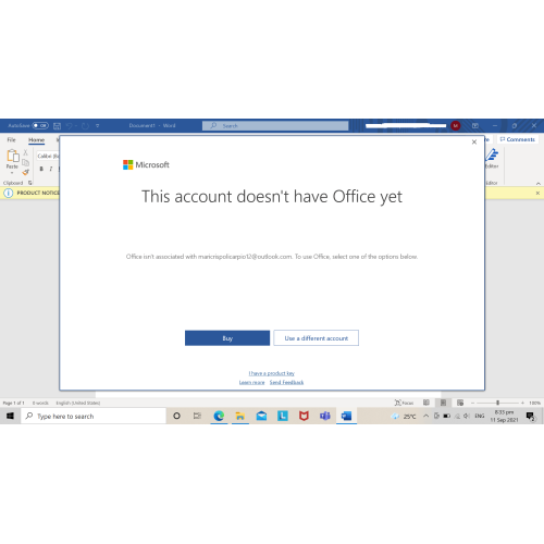 Активація Microsoft Office
